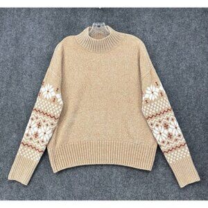 Christian Siriano Fair Isle Beige Soft Sweater Nordic Snowflakes Women’s M